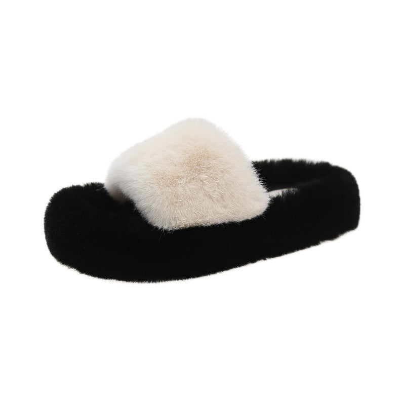 Women's Fashion Simple Home Warm Slugged Bottom Flat Slippers