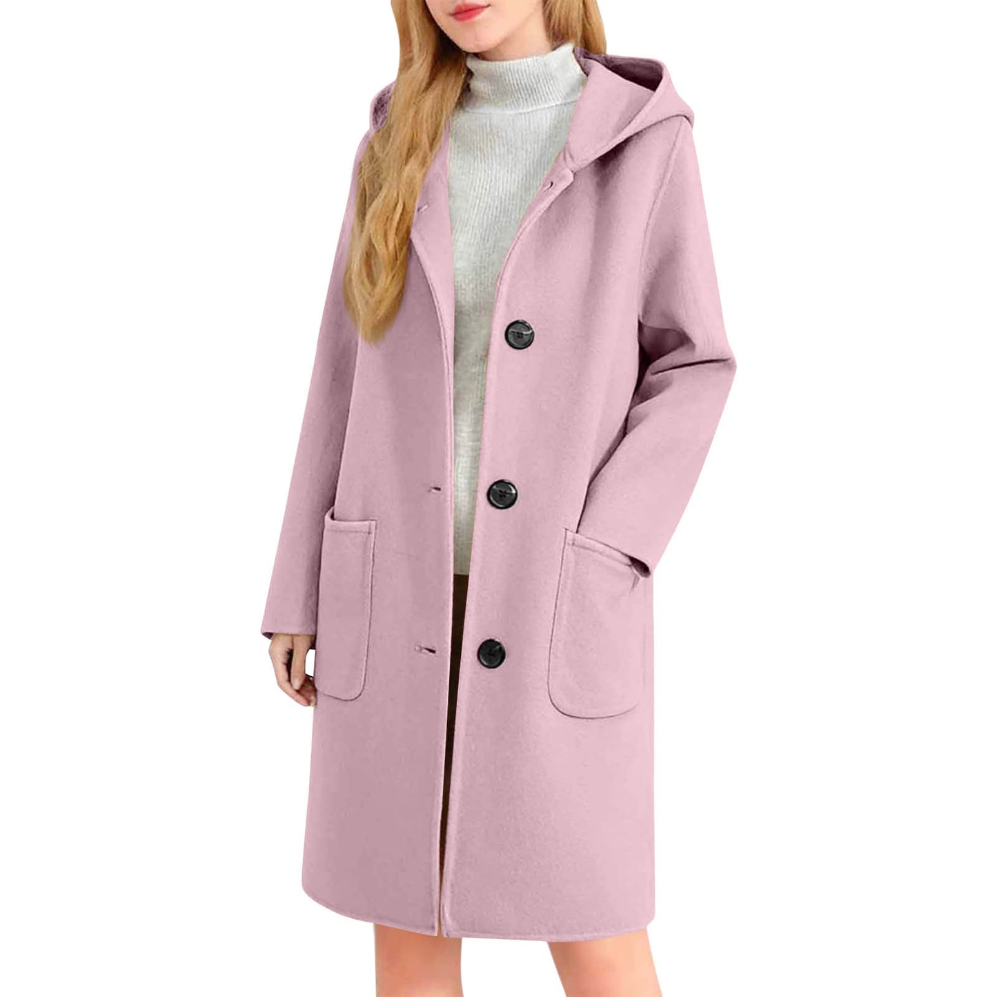 Womens Double-Faced Wool Coat With Hood