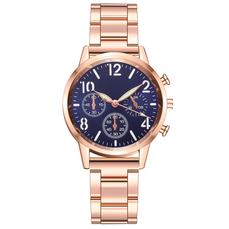 The New Multifunctional Luminous Ladies Steel Band Quartz Watch