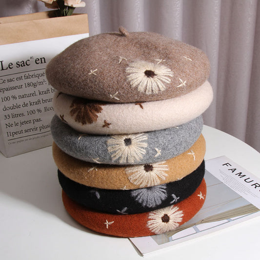Handmade Embroidery Beret Women's All-match
