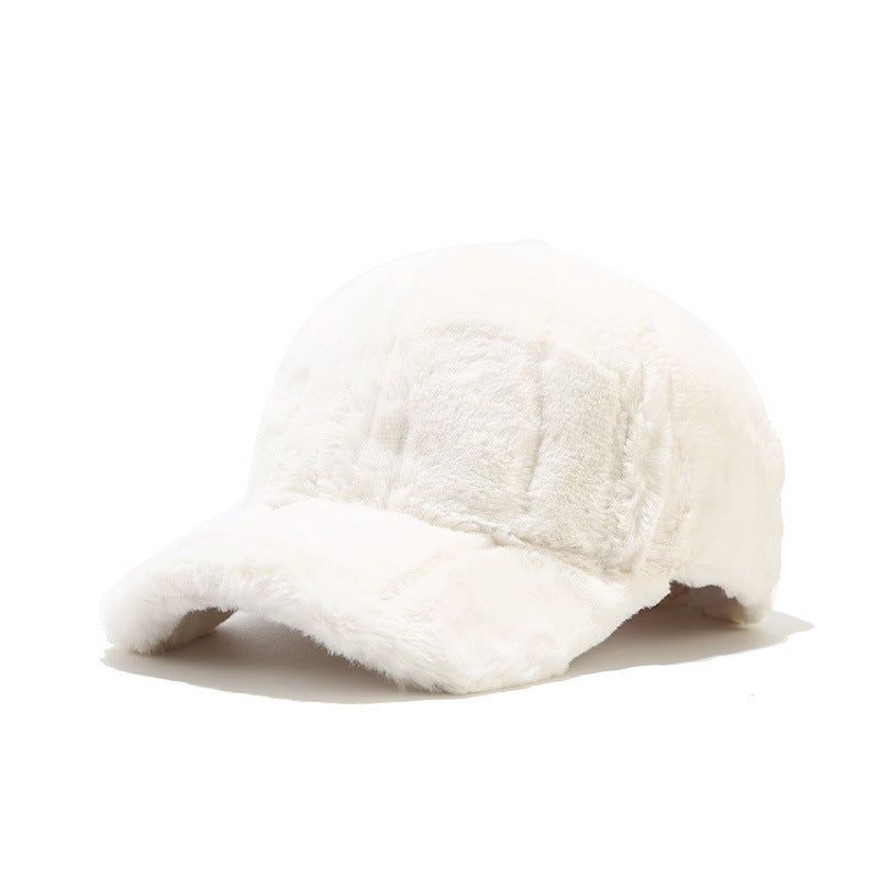 Outdoor Thickened Fleece Baseball Cap Casual Pure Color Warm Keeping Rabbit Fur Peaked Cap Winter Men