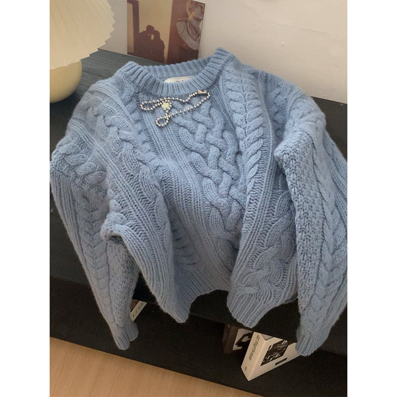Thickened Loose Lazy Wear Slim Solid Color Knitted Sweater