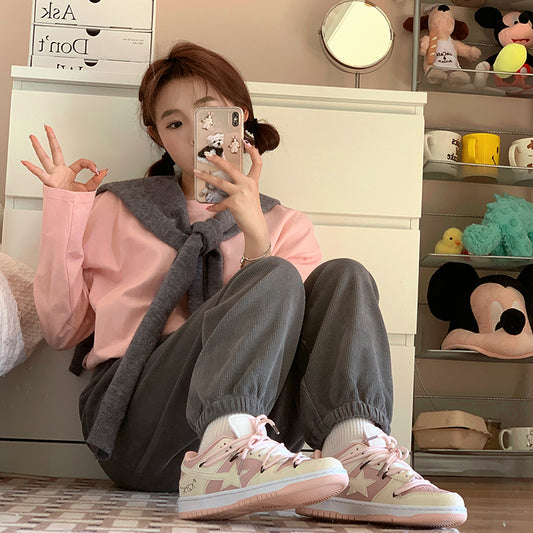 Japanske stjernesneakers til kvinder Ins Tide Wild forår og efterår bløde afslappede sportssko