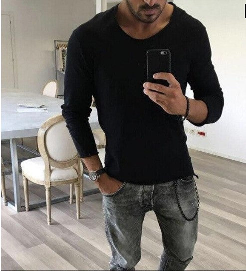 Sleeves With Slim Raw Edge And Solid Color