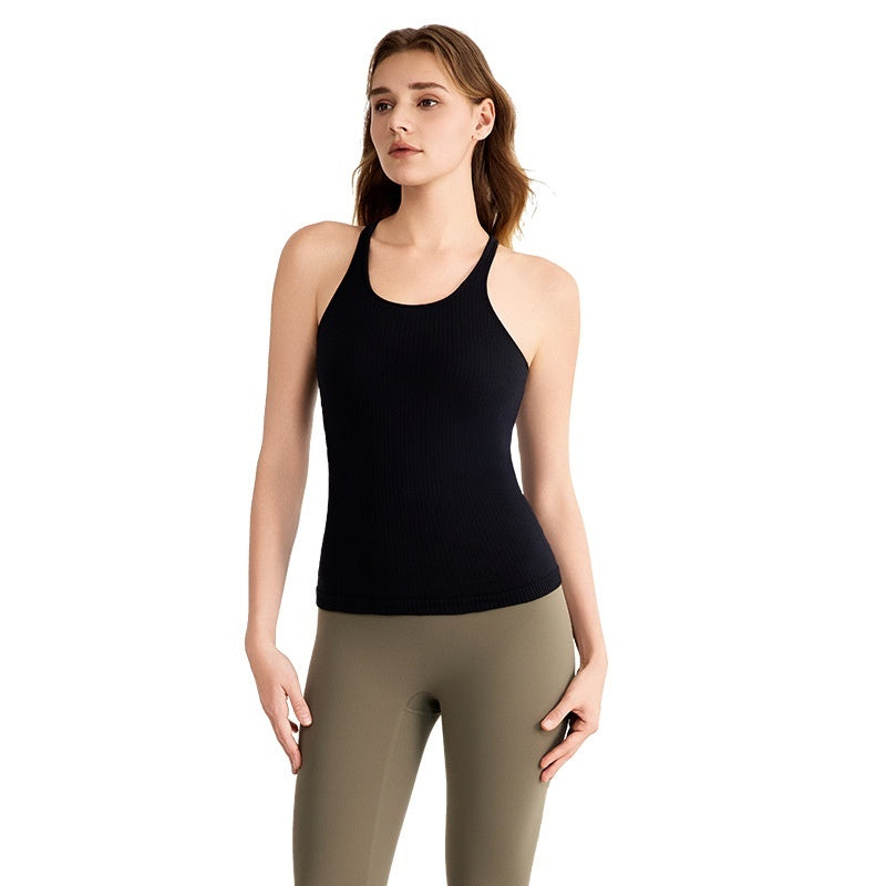 Seamless Seamless Weaving Yoga Clothes Vest With Chest Pad Workout Top
