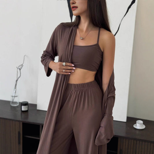 Women's Casual Long-sleeved Cardigan High-waisted Trousers Vest