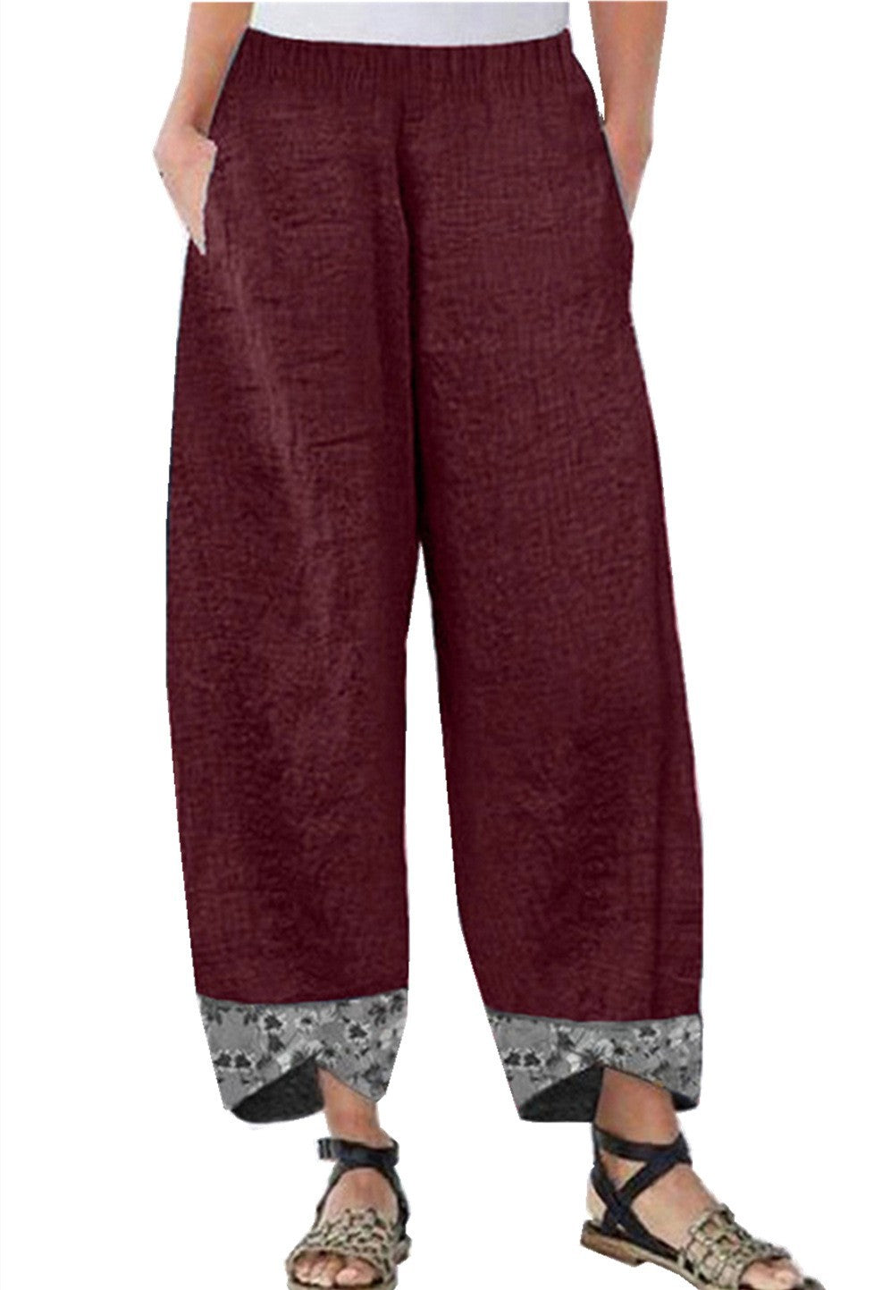 Womens Printed Patchwork Pants Printed Patchwork Skinny Pants
