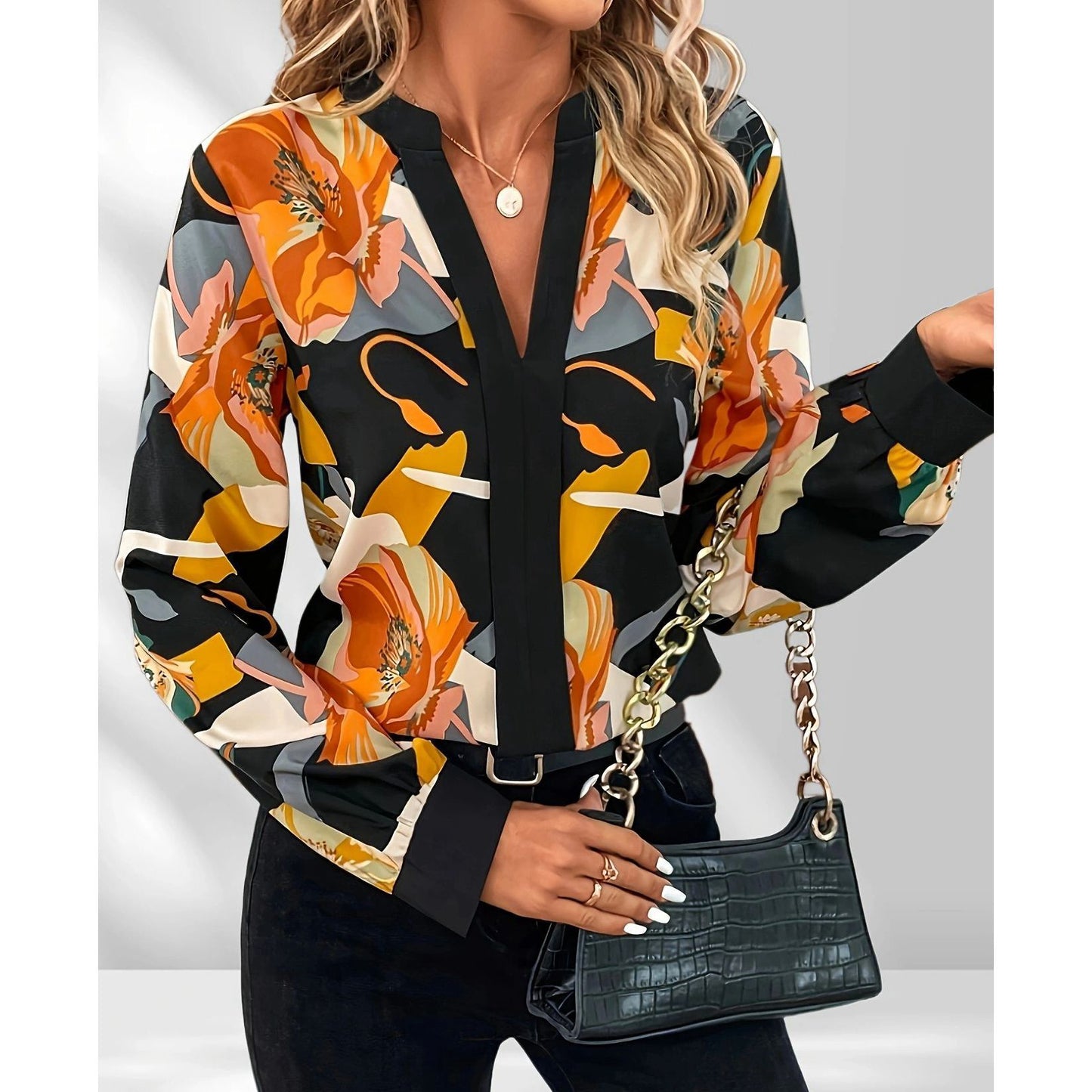 Trykt Elegant All-match Plus Size Skjorte til Kvinder