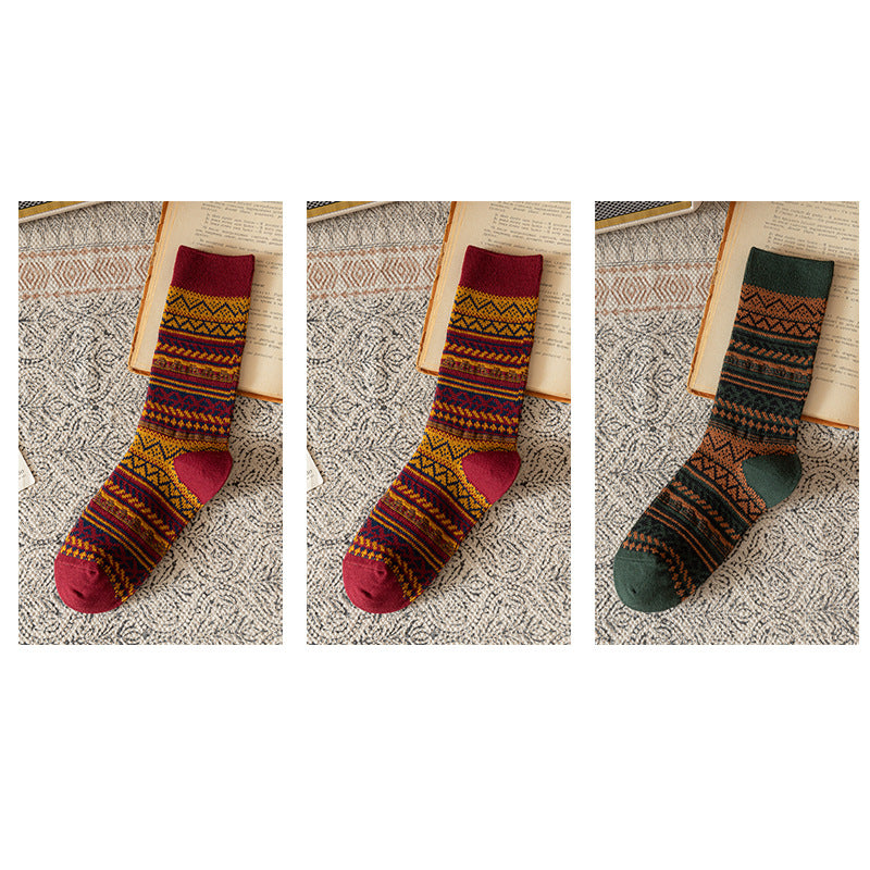 Women's Mid-calf Socks Retro Thickened Long Socks