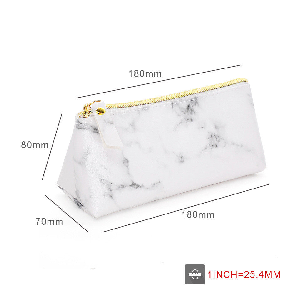 Fashion Simple White Marbled PU Cosmetic Bag