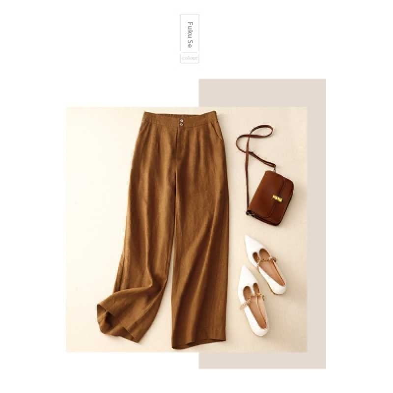 Summer Straight-leg Pants Slimming Versatile Women's Pants Linen Pants