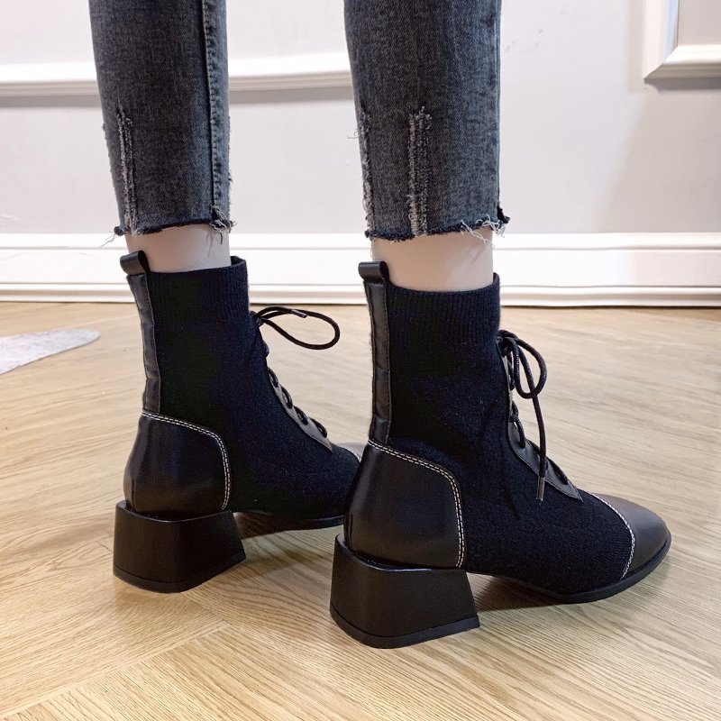 Pointed Toe Lace European And American Martin Boots