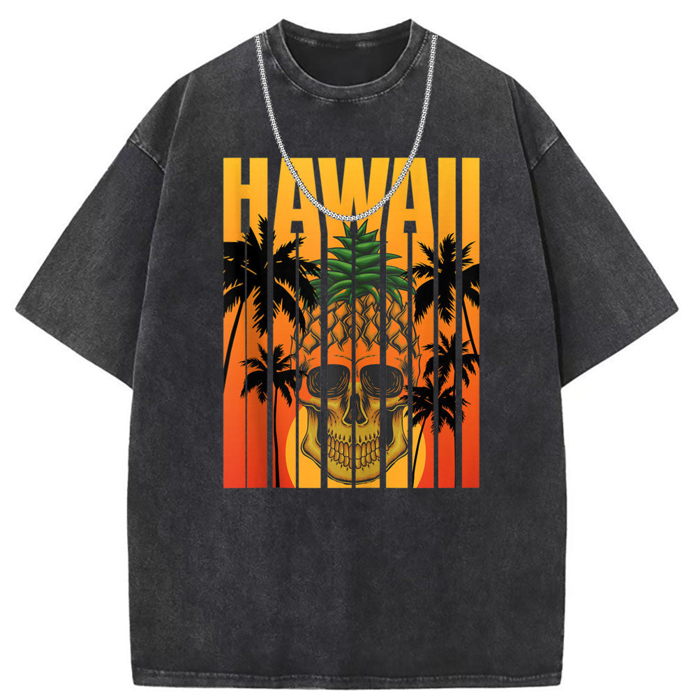 Women's Washed Old American Street Short-sleeved T-shirt