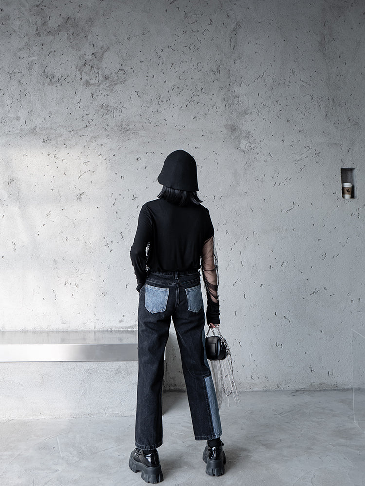 Spring And Autumn Ripped Straight-leg Jeans