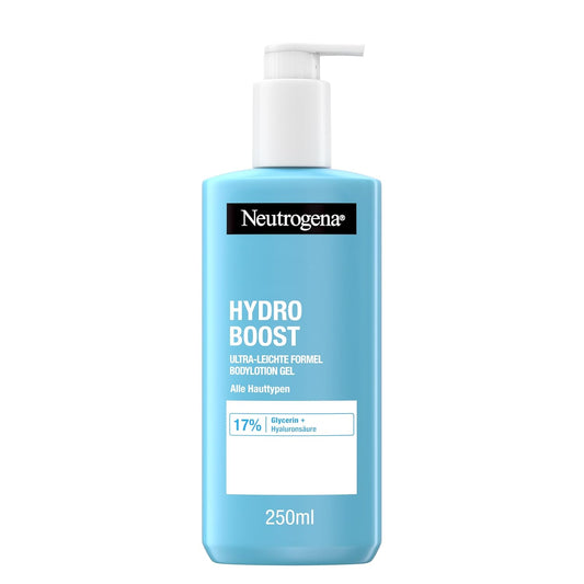 Neutrogena Hydro Boost Bodylotion Gel, Ultra-Leichte Formel Für Geschmeidige Haut, Feuchtigkeitsspendende Körperlotion Mit 17Prozent Glycerin + Hyaluronsäure, Körpercreme-Gel Für Alle Hauttypen 250 Ml