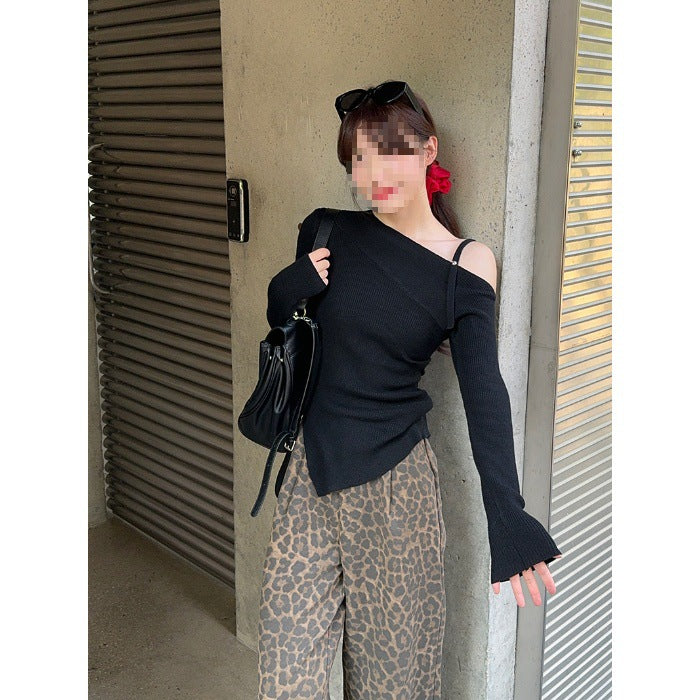 Elegant Slim Fit Slimming Slit Irregular Long Sleeve