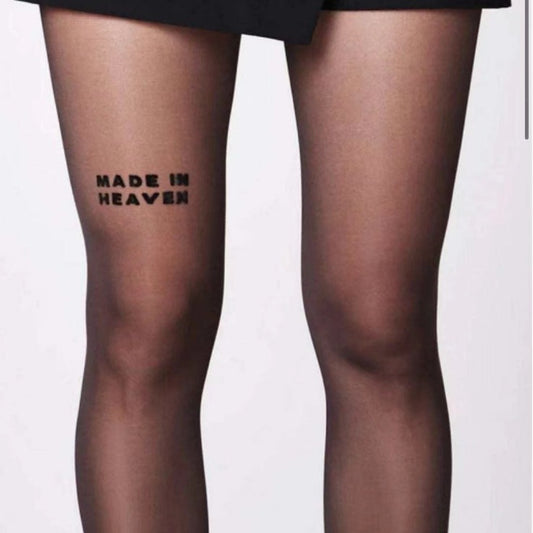 Summer Black Thin Style Ribbon Letter Flocking Stockings