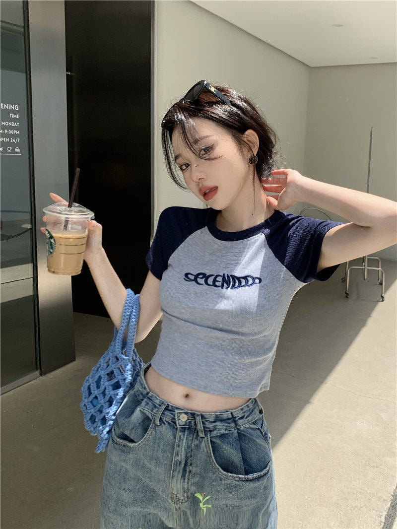 Pure Desire Style Short Student Top American Design Sense Ins