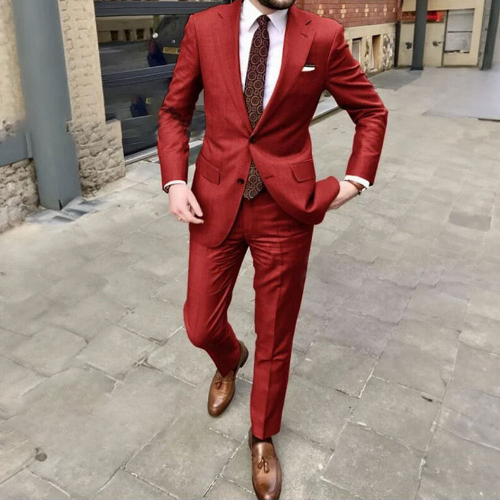 Men's Slim Fit Business Dress Two Button Set