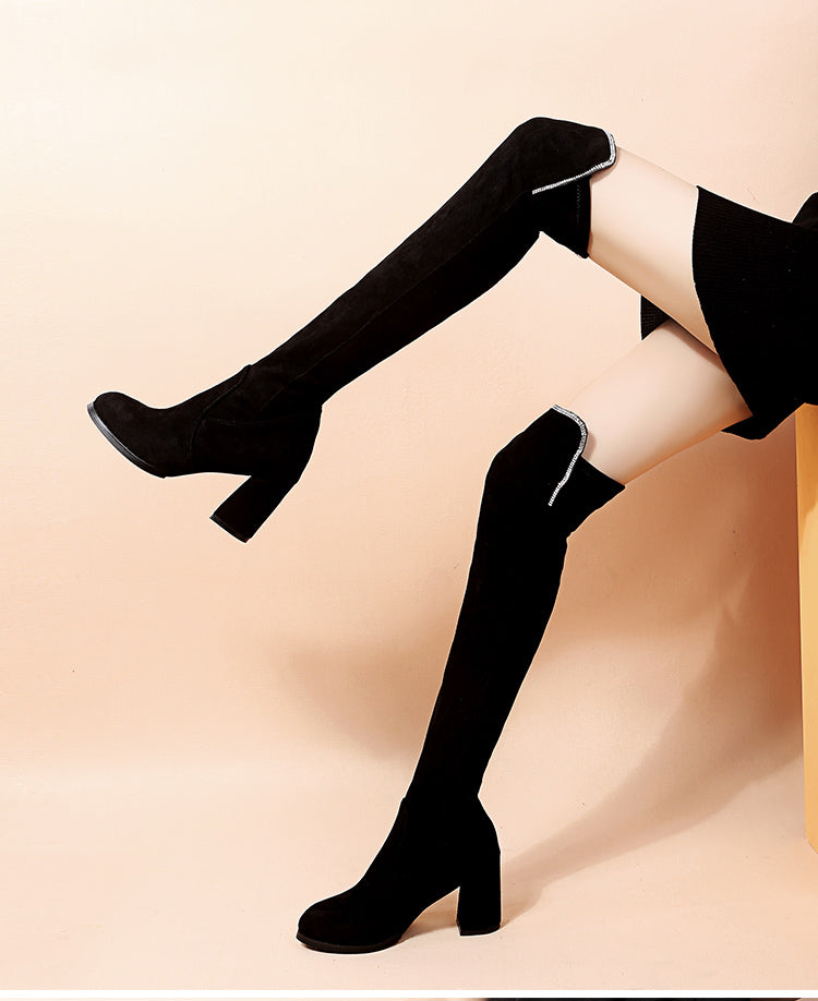 New Women's Knee High Elastic Boots