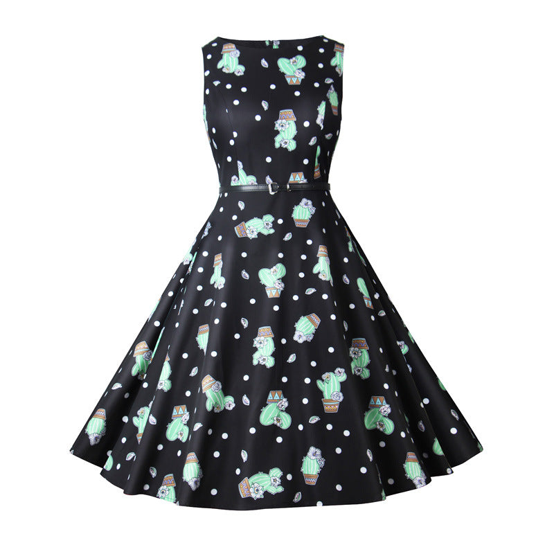 1950s Retro-Style Flapper Dress With A Festive Print