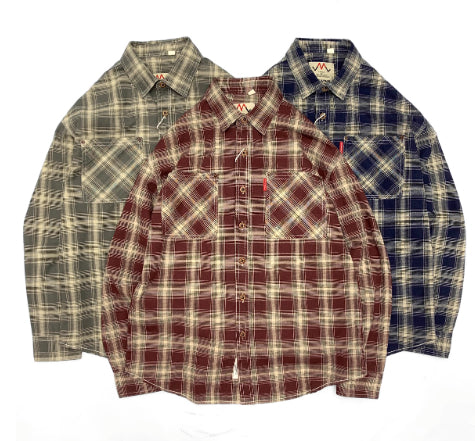 Retro All-cotton Plaid Men's College Loose Casual Long-sleeved Shirt
