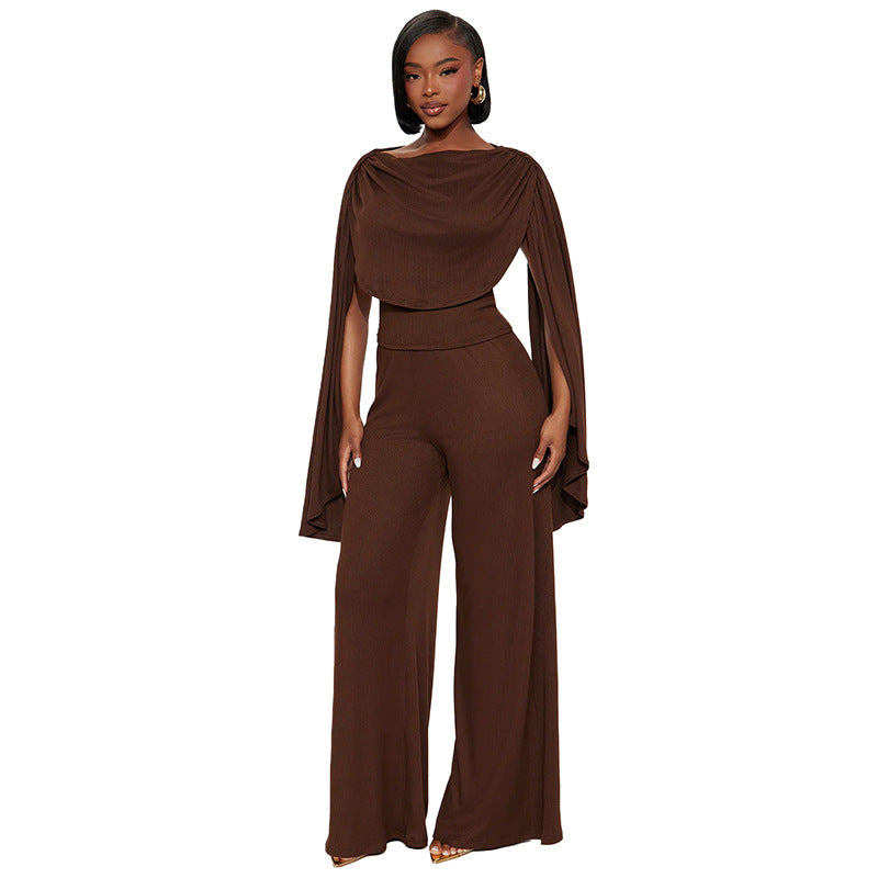 Women's Solid Color Casual Slim Swing Neck Sleeveless Top And Ribbed Pants Set