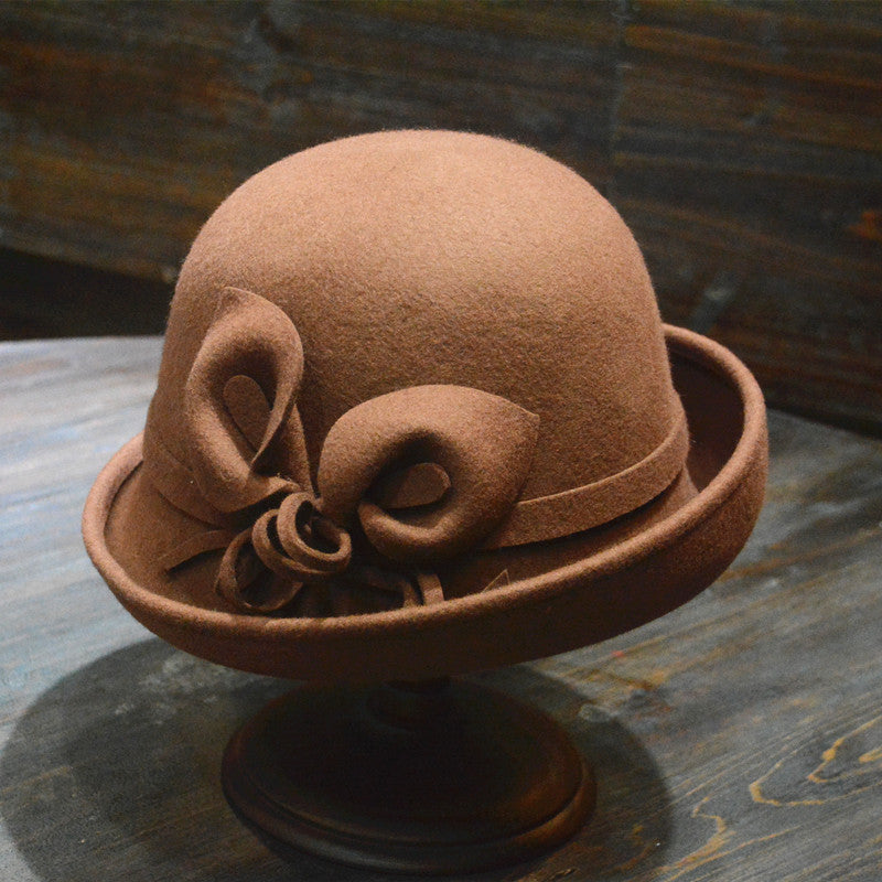 New Ladies Fashion Dome Roll Edge Woolen Hat