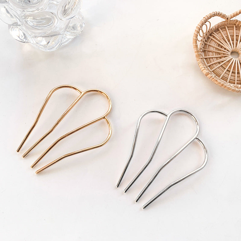 M-shaped Metal Plate Hairpin French Style
