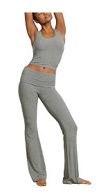 Stylish Ribbed Tank Top With A Fold-over Two-piece Set