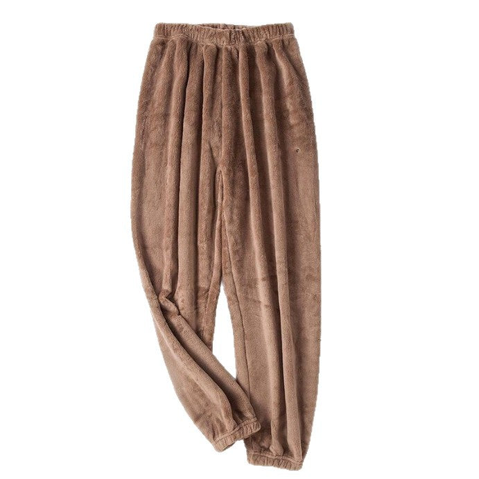 Loose-fitting Ankle-cinched Casual Pants With A Brushed Liningextra-thick And Cozy For Lounging At Home