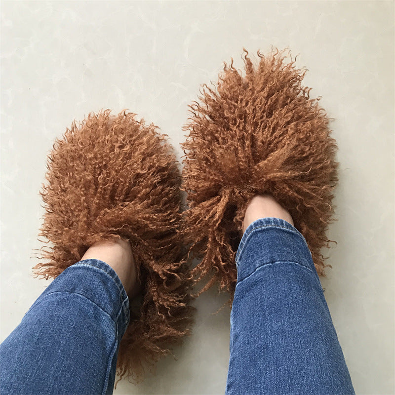 Imitation Tan Sheep Maomao Warm Women's Cotton Slippers Snow Boots