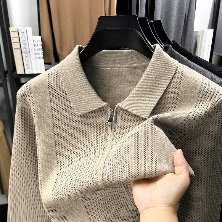 Knitted Shirt Coat Men's Zipper Cardigan