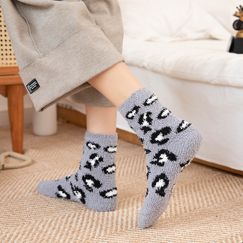 Women's Two Soft Coral Fleece Warm Boat Socks