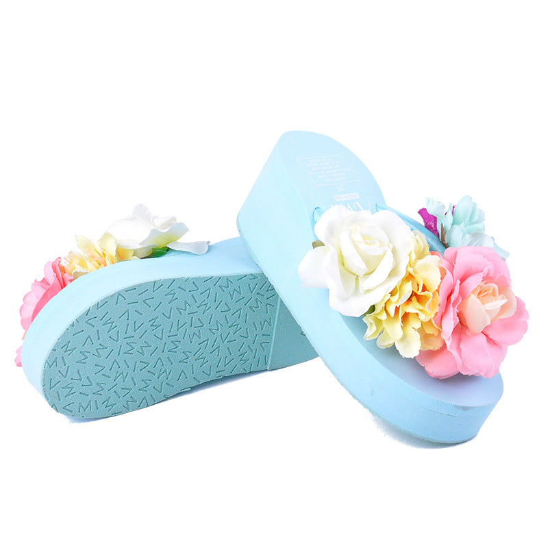 Women's Handmade Platform Flower Flip-flops