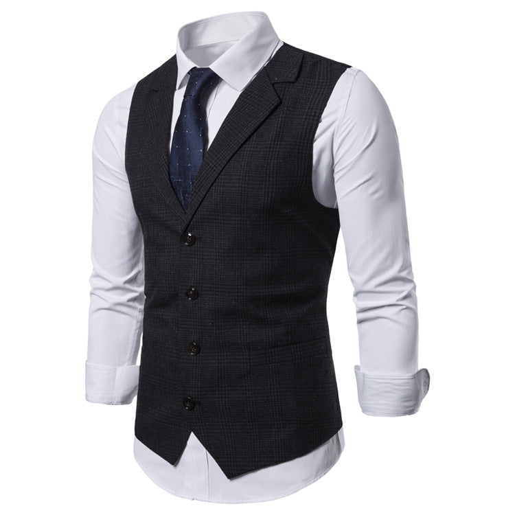 Men's Casual Fashion Tailored Collar Striped British Style Cardigan Single Breasted Suit Waistcoat
