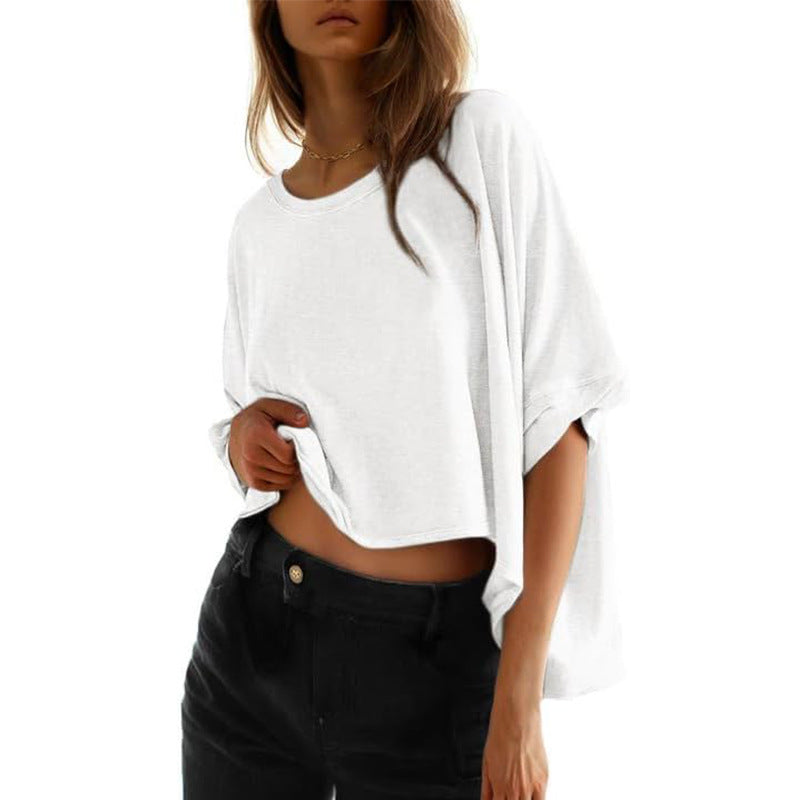 Women's Oversized Batwing Sleeve Twisted Short-sleeved T-shirt