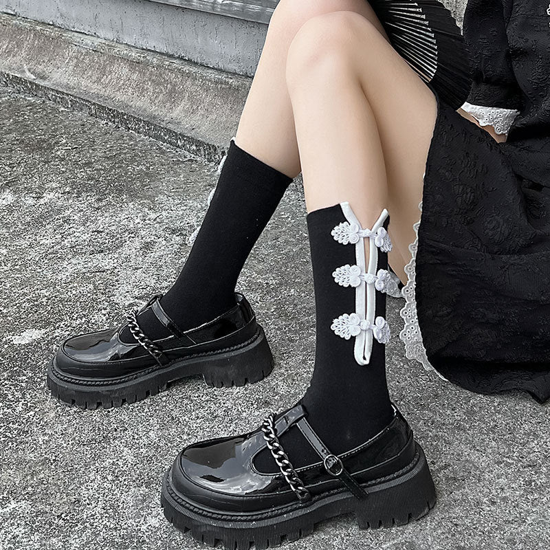 Women's Fashion Personality Buckle Decorative Socks