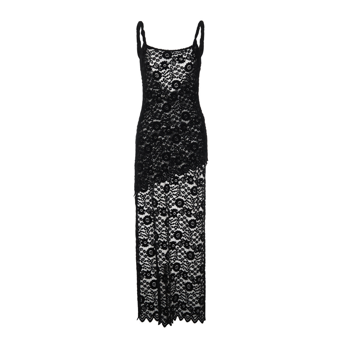 Sheer Lace Backless Skirt Dress