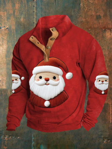 Herre Printet Casual Pullover Sweatshirt med 4 knapper fra Fashion Brand