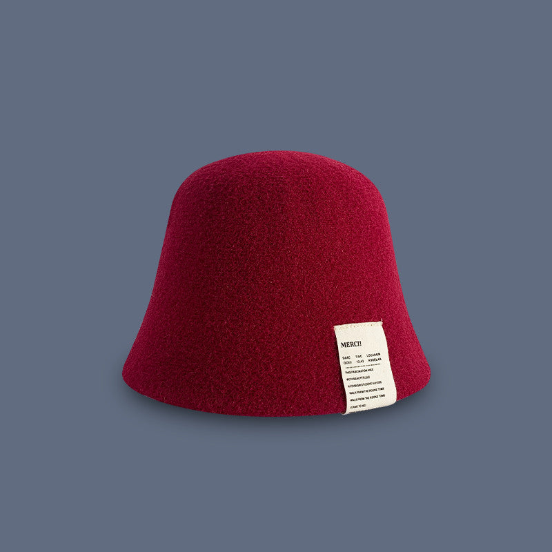 Women's Net Red Patch Warm Versatile Fisherman Hat