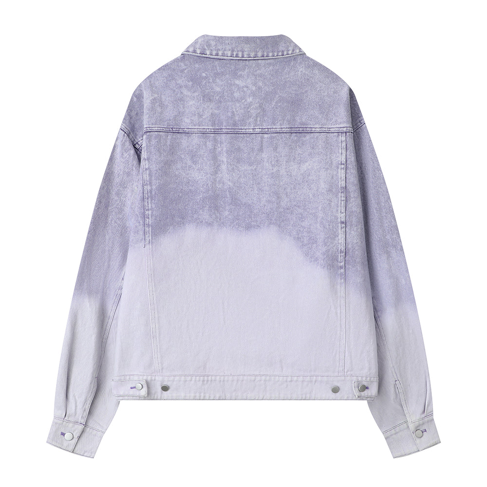 Washed Tie-dye Gradient Denim Jacket