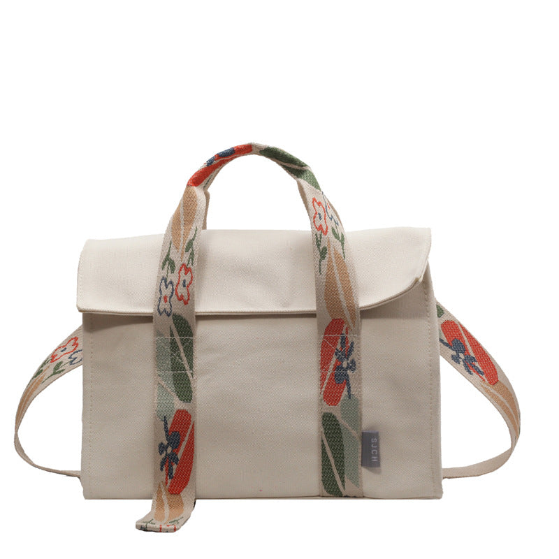 Canvas Bag Women's Simple Versatile Design Color Broadband