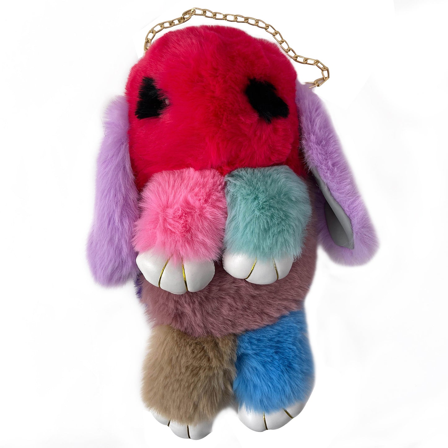 Plush Bag New Cute Contrast Color Jonstew Chain Backpack Girls' Shoulder Crossbody Fur Bag