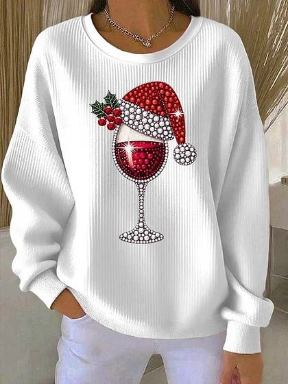 Womens Relaxed Casual Christmas-Style Pullover Top
