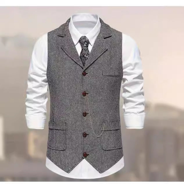 Ny Retro Sildebensmønstret Afslappet Vest Multi-lomme Tough Guy Vest