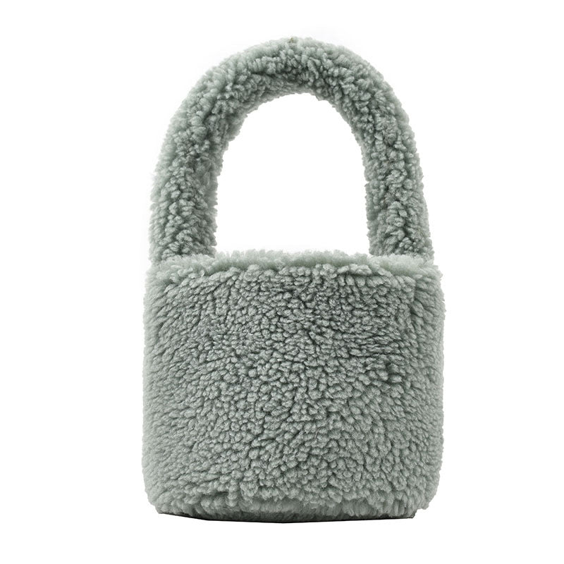 Women's Fashion Lamb Wool Plush Bucket Bag Handbag