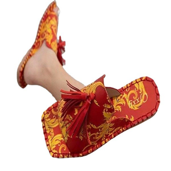 Cross-border New Women's Sandals And Slippers With Flat Heel And Square Toe
