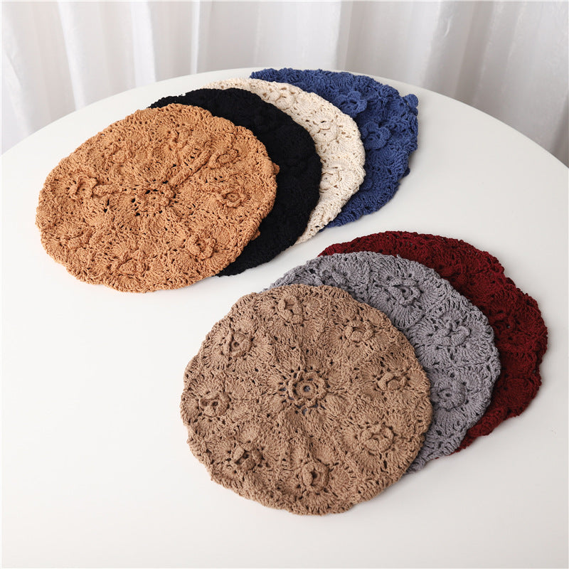Hollow Breathable Sun-proof Sweet Toe Cap Wool Beret