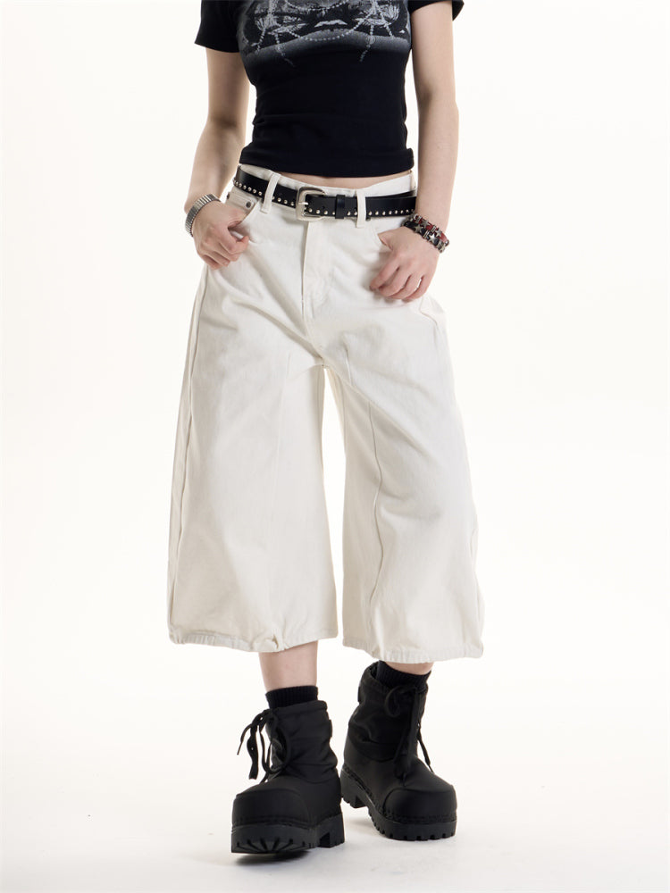 American Retro Hot Girl Style White Wide-leg Casual Pants